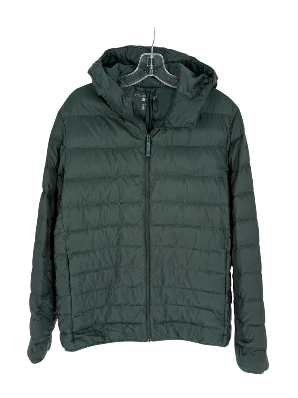 Uniqlo Ultra Light Down Parka Mens Size Large Dark Green Puffer Coat Jacket